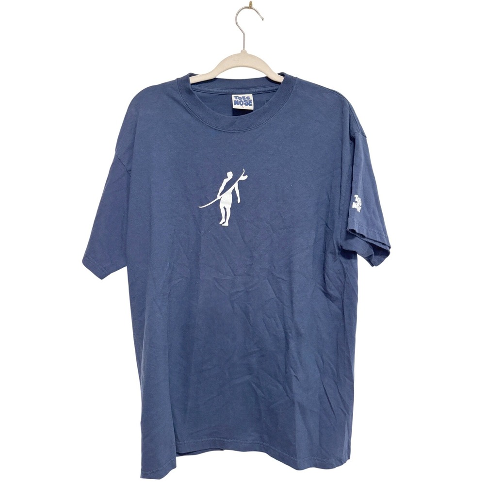 Toes on the Nose Mens Navy Blue Surfer Graphic T-Shirt Short Sleeve Cotton Sz L